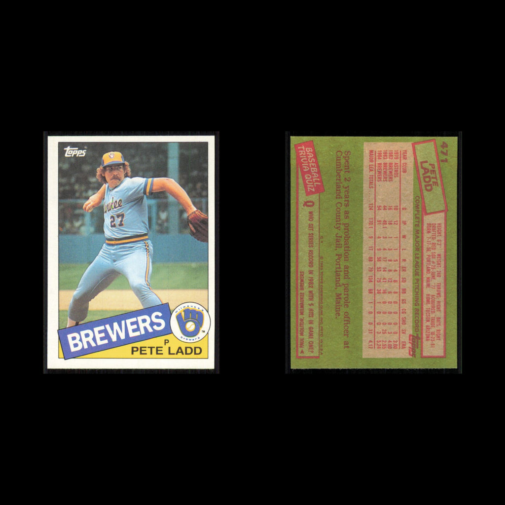 Pete Ladd #471 1985 Topps Milwaukee Brewers Baseball Card MLB NM