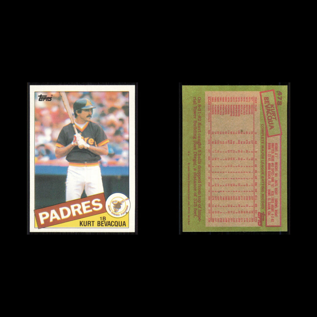 Kurt Bevacqua #478 1985 Topps San Diego Padres Baseball Card MLB NM