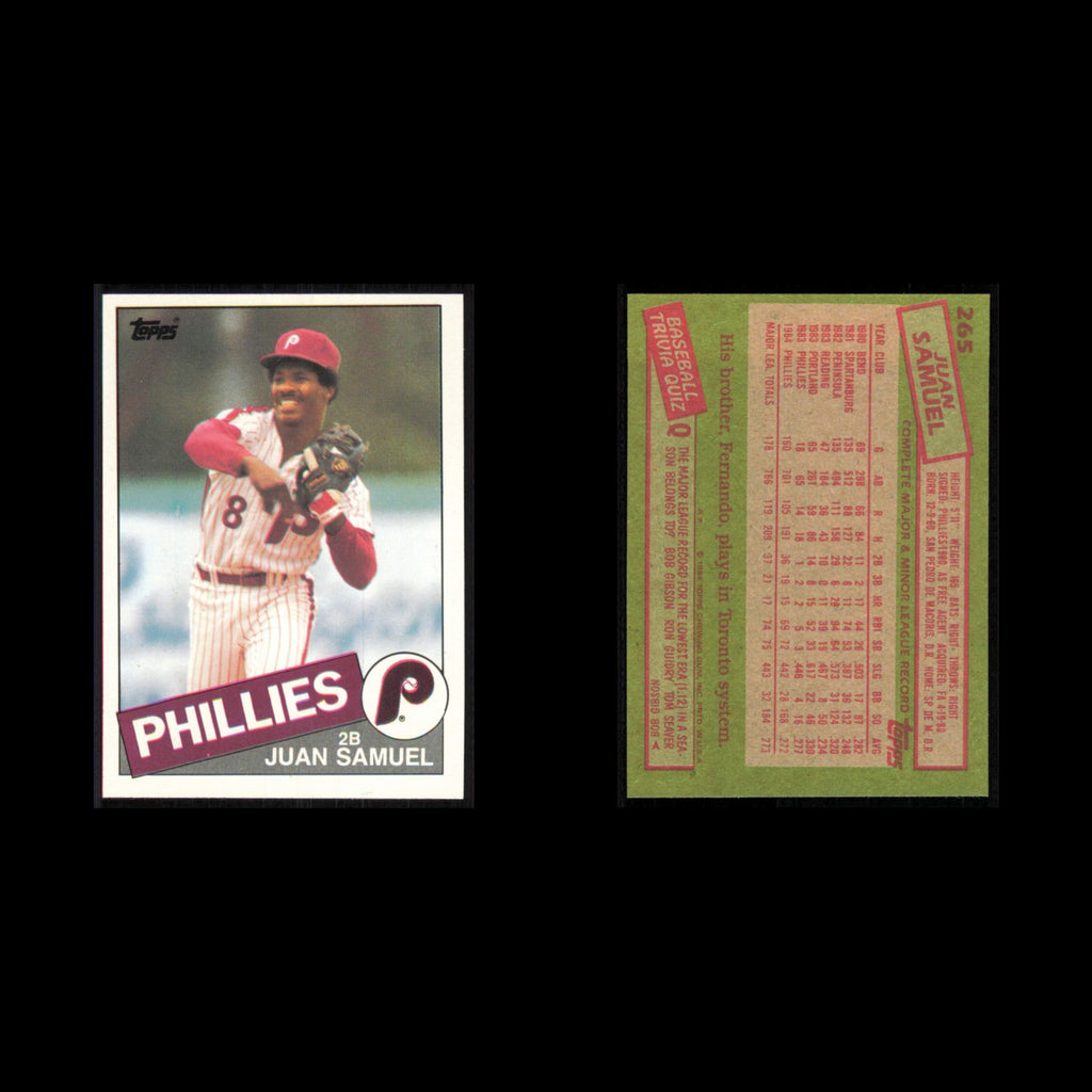 Juan Samuel #265 1985 Topps Philadelphia Phillies Baseball Card MLB NM