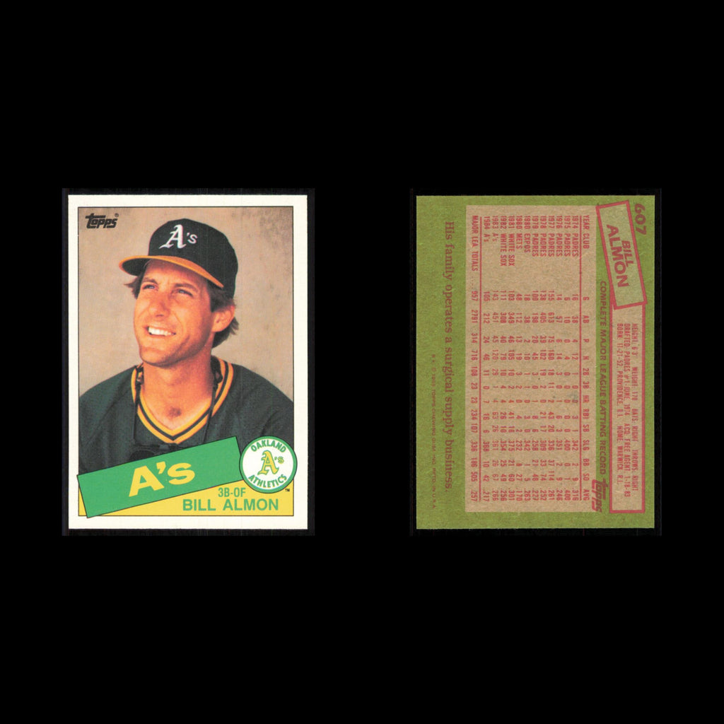 Bill Almon #607 1985 Topps Oakland Athletics Baseball Card MLB NM