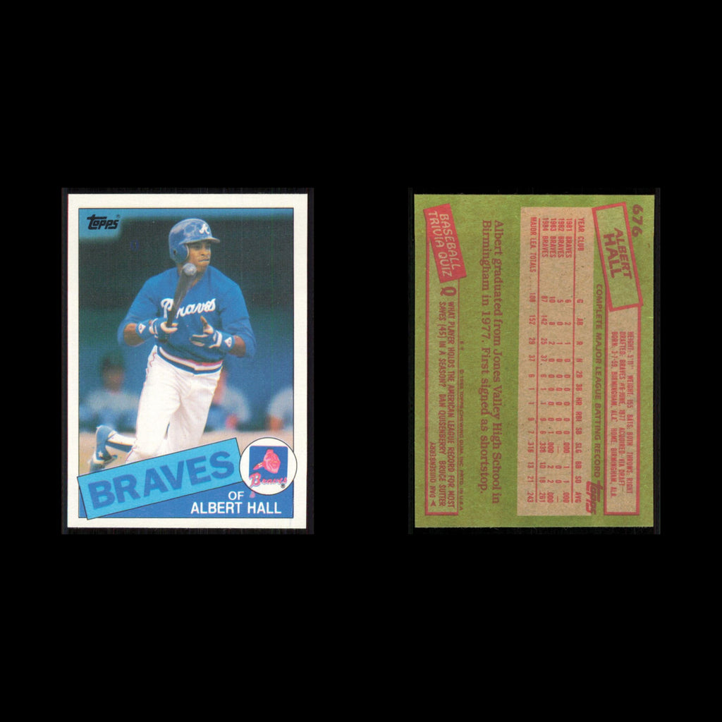 Albert Hall Rookie #676 1985 Topps Atlanta Braves Baseball Card MLB NM