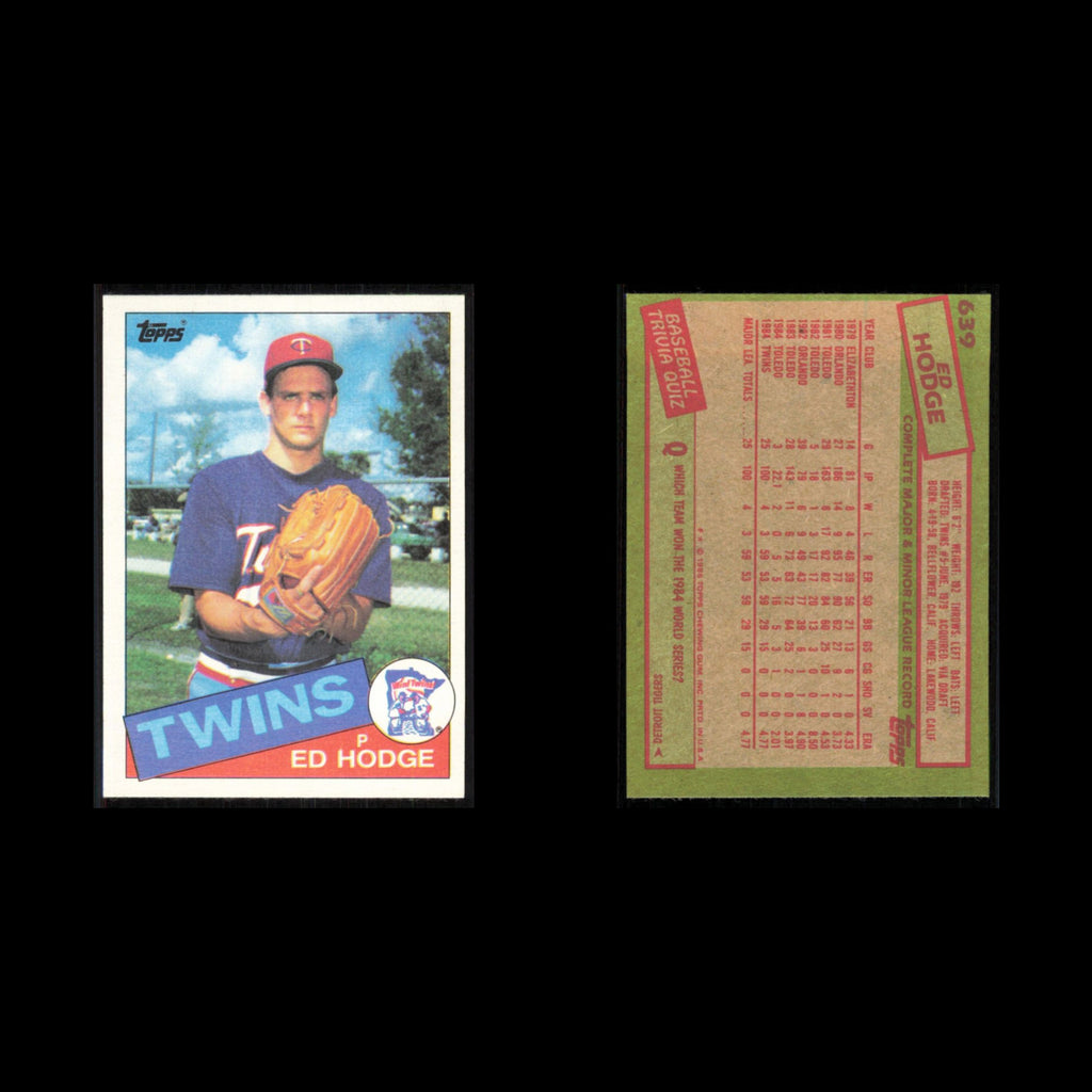 Ed Hodge Rookie #639 1985 Topps Minnesota Twins Baseball Card MLB NM