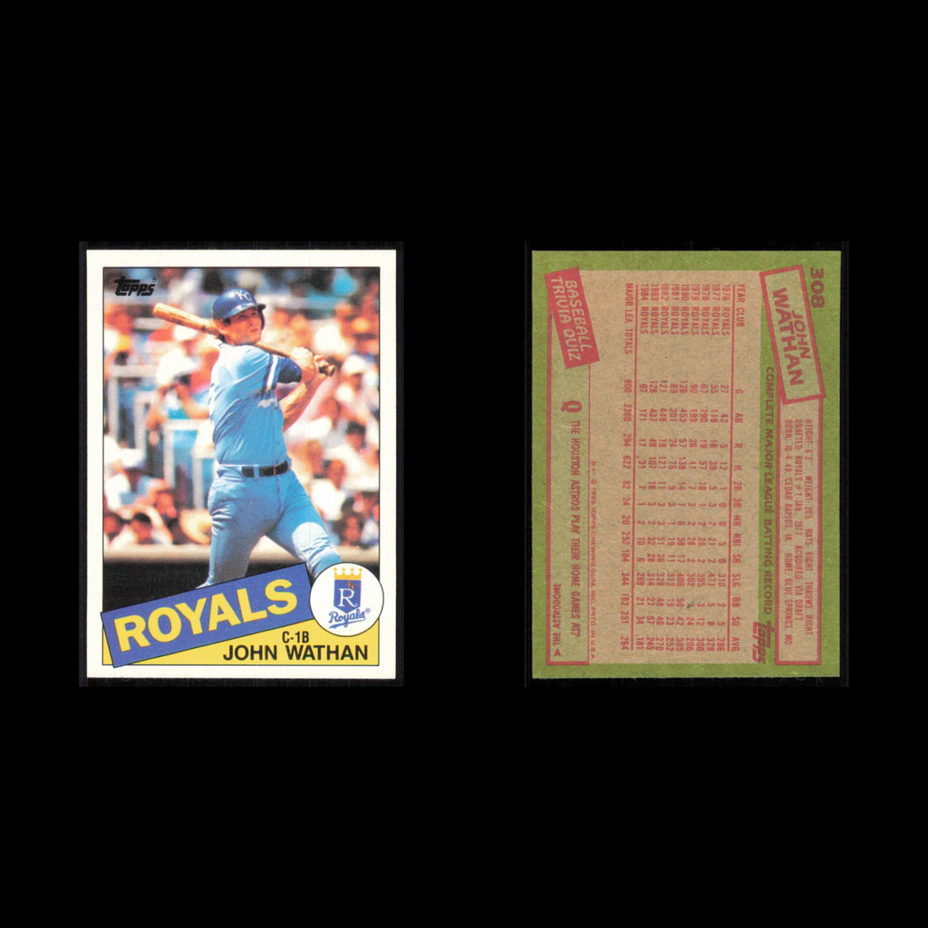 John Wathan #308 1985 Topps Kansas City Royals Baseball Card MLB NM