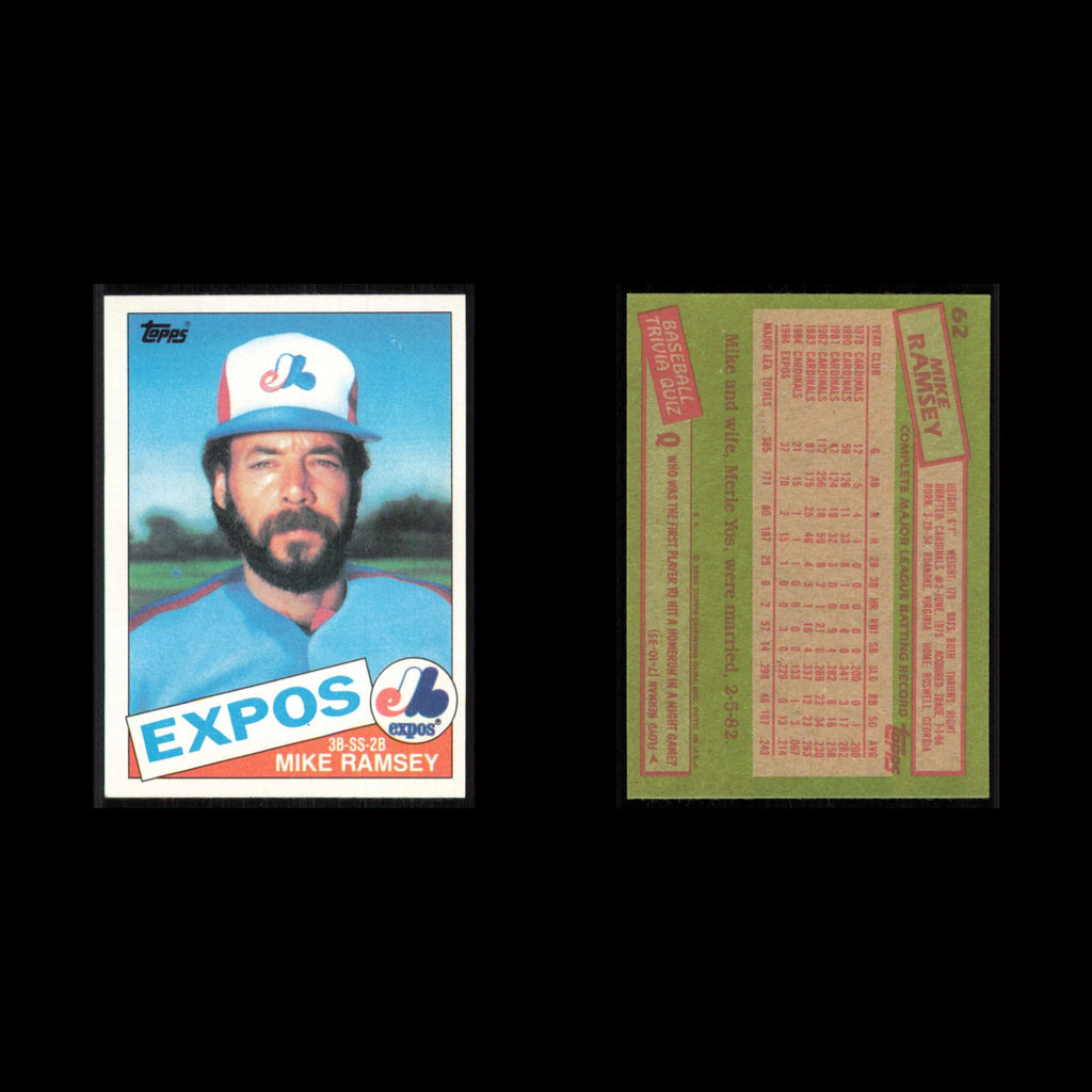 Mike Ramsey #62 1985 Topps Montreal Expos Baseball Card MLB NM