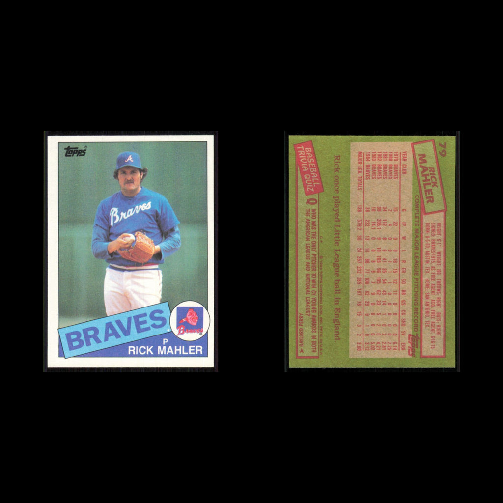 Rick Mahler #79 1985 Topps Atlanta Braves Baseball Card MLB NM