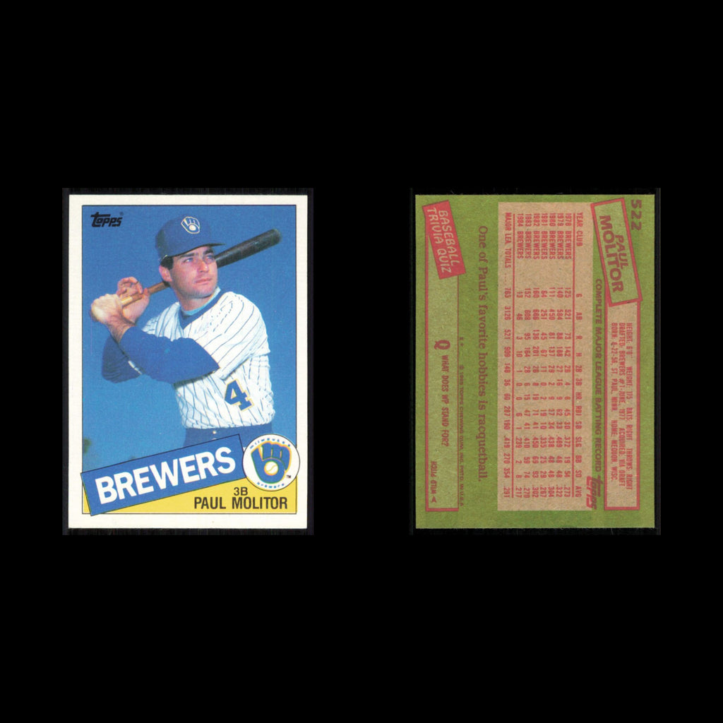Paul Molitor #522 1985 Topps Milwaukee Brewers Baseball Card MLB NM