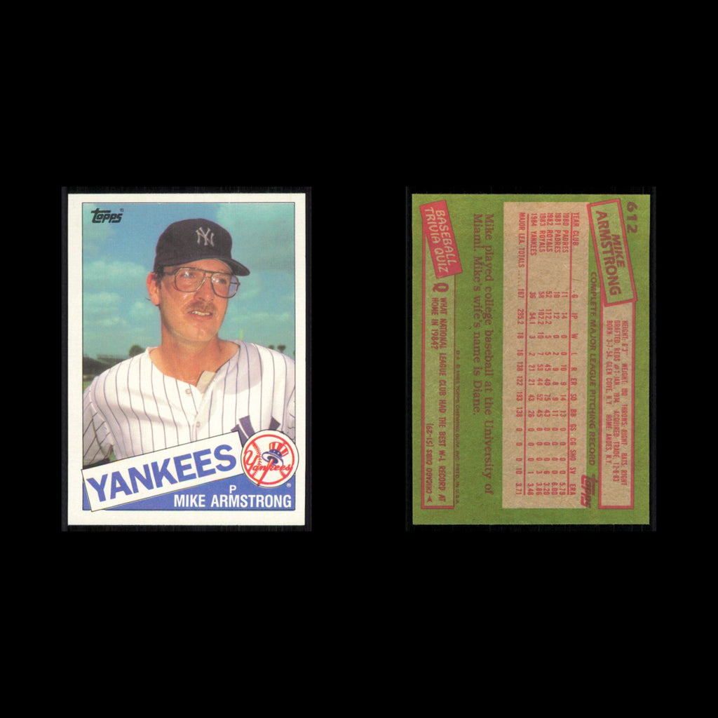 Mike Armstrong #612 1985 Topps New York Yankees Baseball Card MLB NM