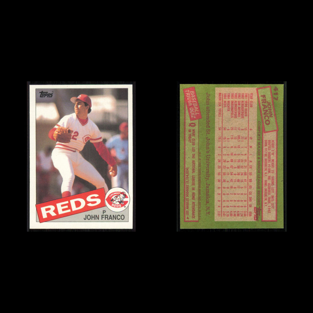 John Franco Rookie #417 1985 Topps Cincinnati Reds Baseball Card MLB NM