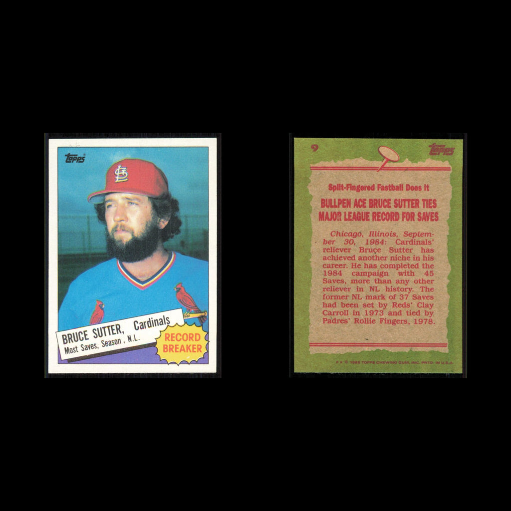 Bruce Sutter #9 1985 Topps St. Louis Cardinals Baseball Card MLB NM
