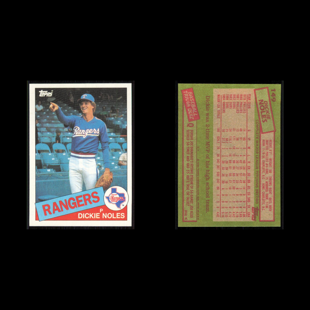 Dickie Noles #149 1985 Topps Texas Rangers Baseball Card MLB NM