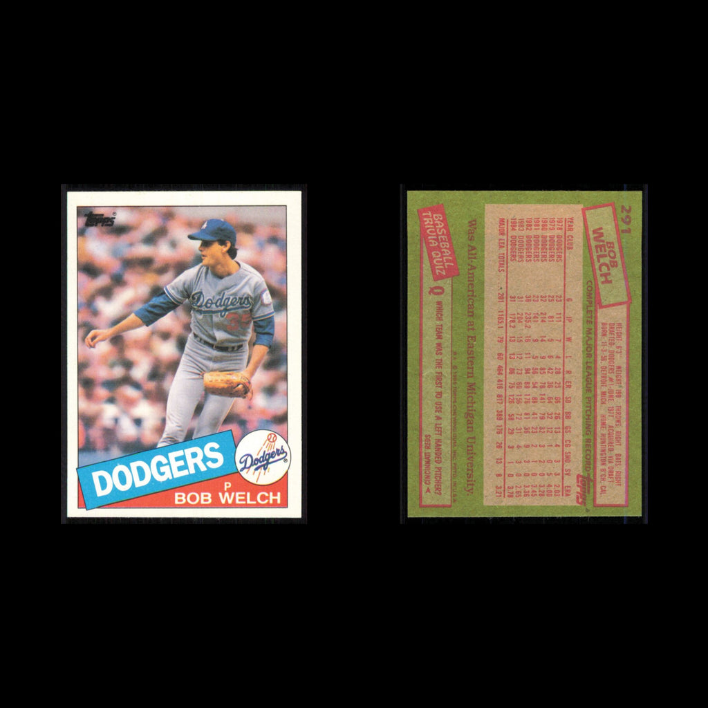 Bob Welch #291 1985 Topps Los Angeles Dodgers Baseball Card MLB NM