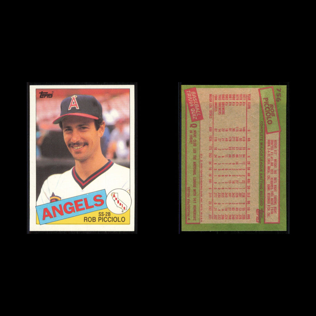 Rob Picciolo #756 1985 Topps California Angels Baseball Card MLB NM