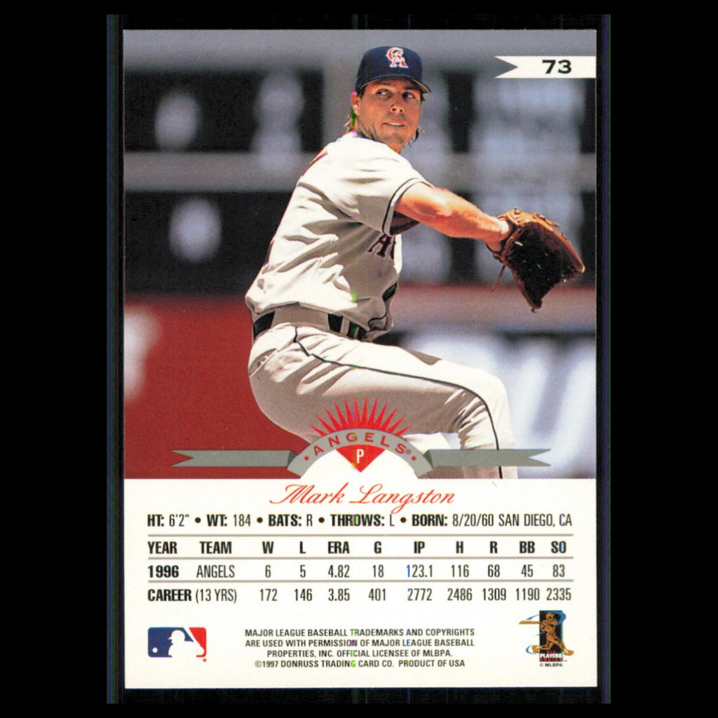 Mark Langston #73 1997 Leaf Anaheim Angels Baseball Card MLB NM