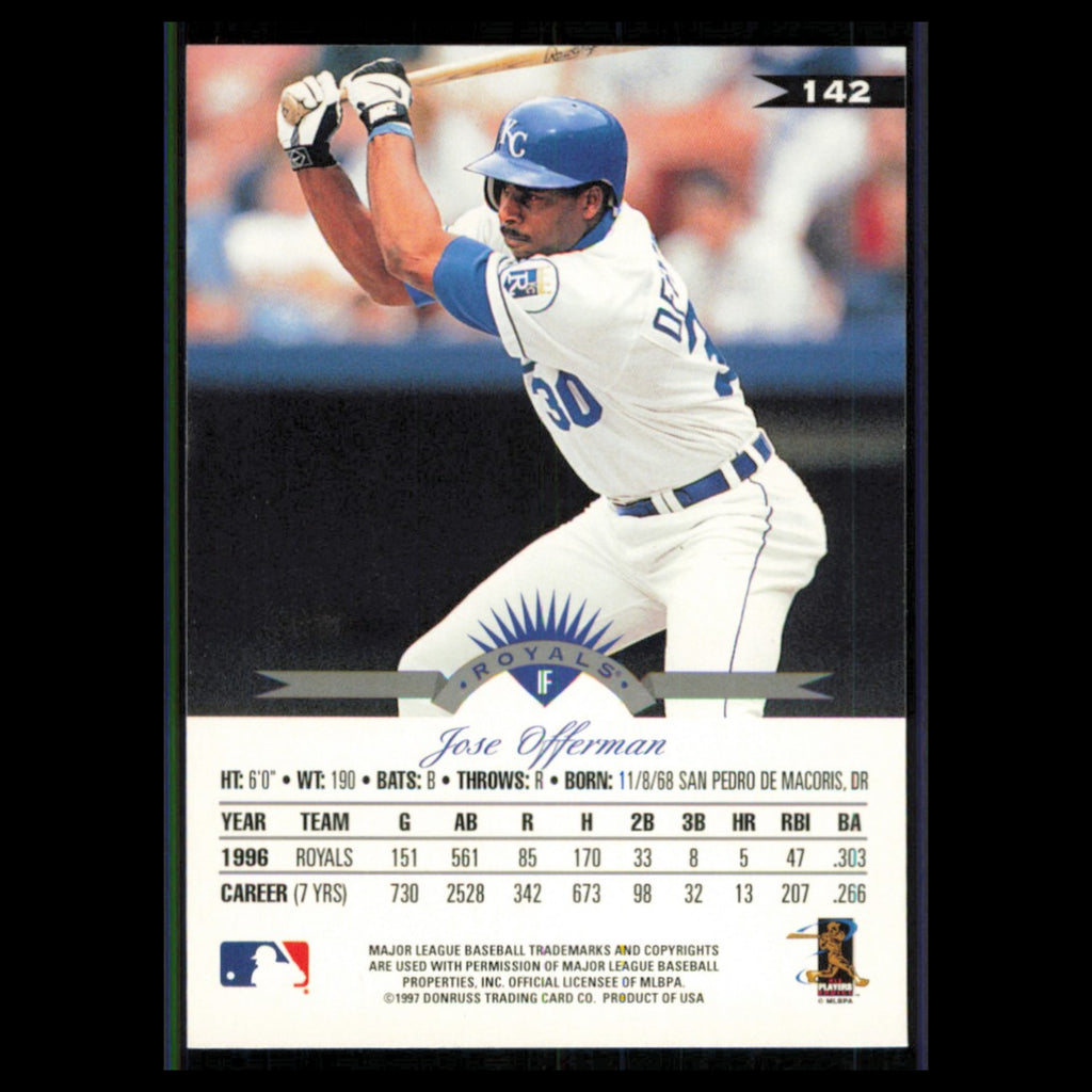 Jose Offerman #142 1997 Leaf Kansas City Royals Baseball Card MLB NM