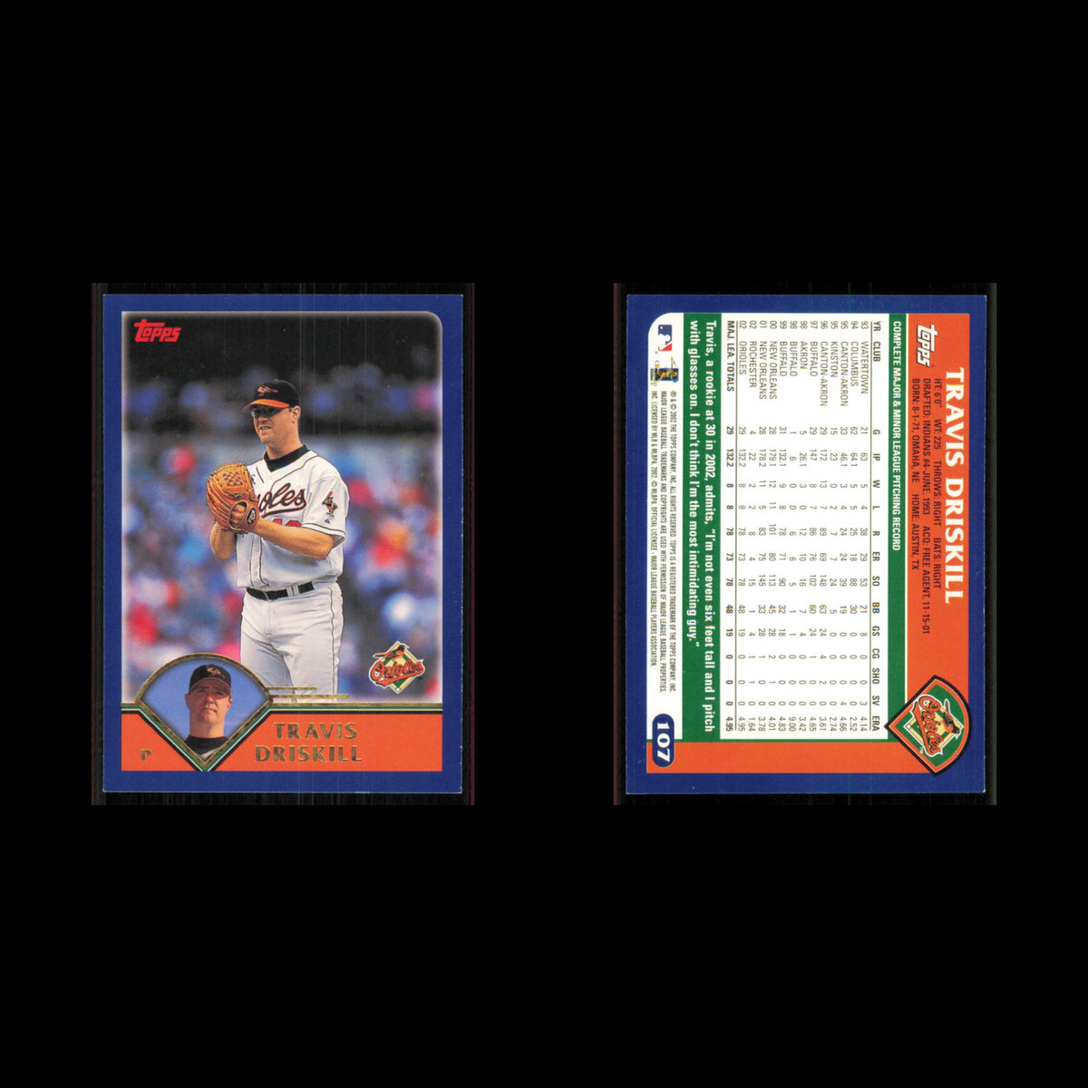 Travis Driskill #107 2003 Topps Baltimore Orioles Baseball Card MLB NM