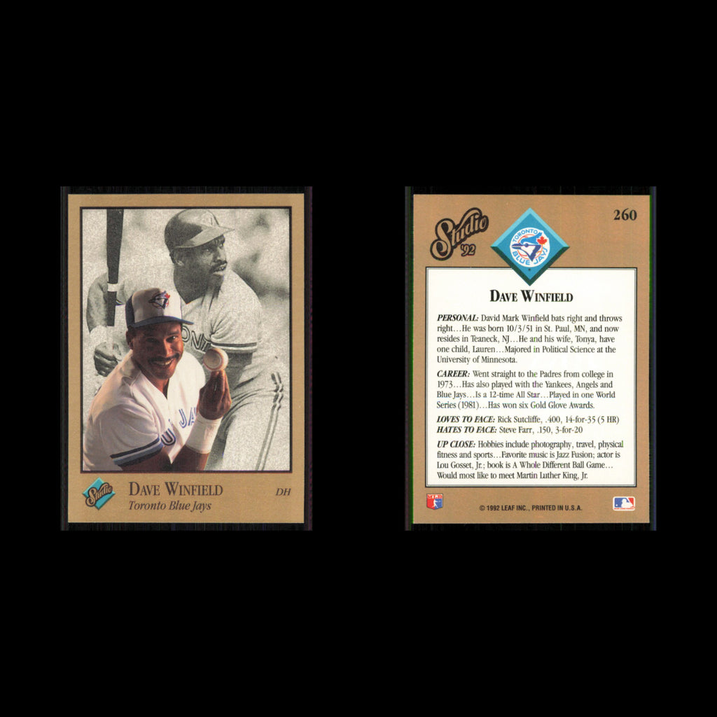Dave Winfield #260 1992 Studio Toronto Blue Jays Baseball Card MLB NM