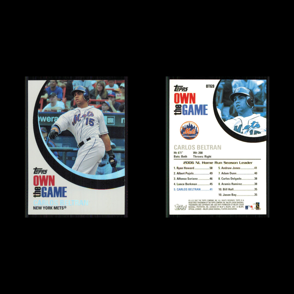 Carlos Beltran #OTG9 2007 Topps Own the Game New York Mets Baseball Card MLB NM