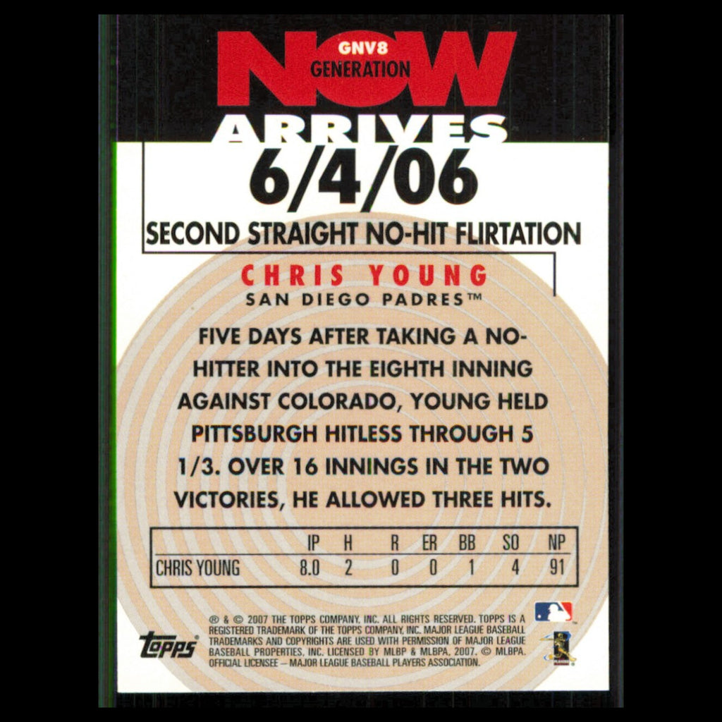 Chris Young #GNV8 2007 Topps San Diego Padres Baseball Card MLB NM