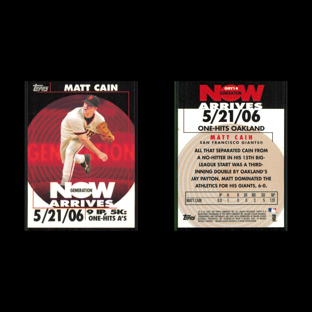 Matt Cain #GNV14 2007 Topps San Francisco Giants Baseball Card MLB NM