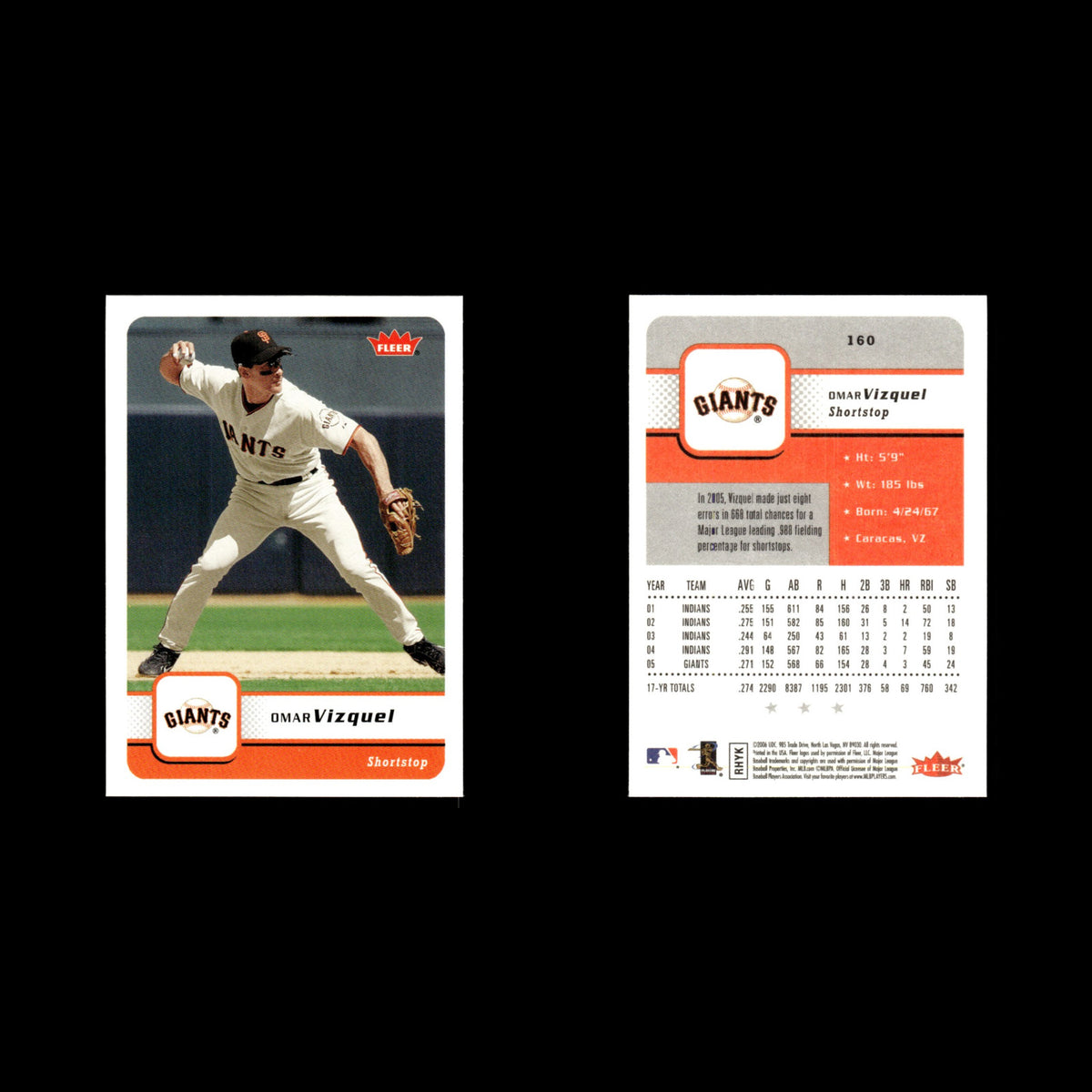 Omar Vizquel #160 2006 Fleer San Francisco Giants Baseball Card MLB NM