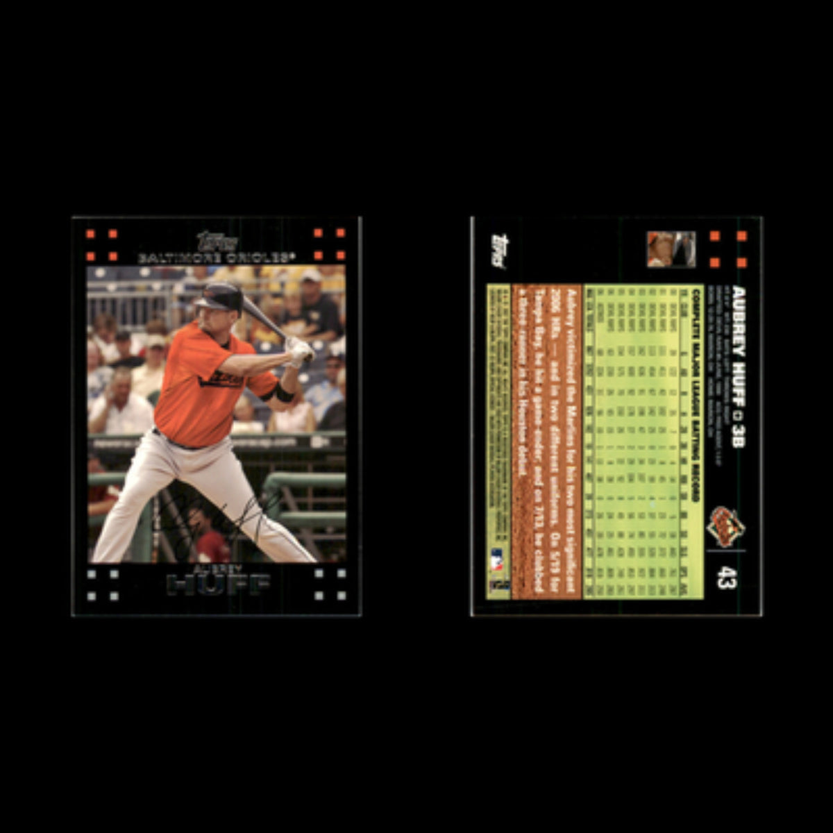 Aubrey Huff #43 2007 Topps Baltimore Orioles Baseball Card MLB NM
