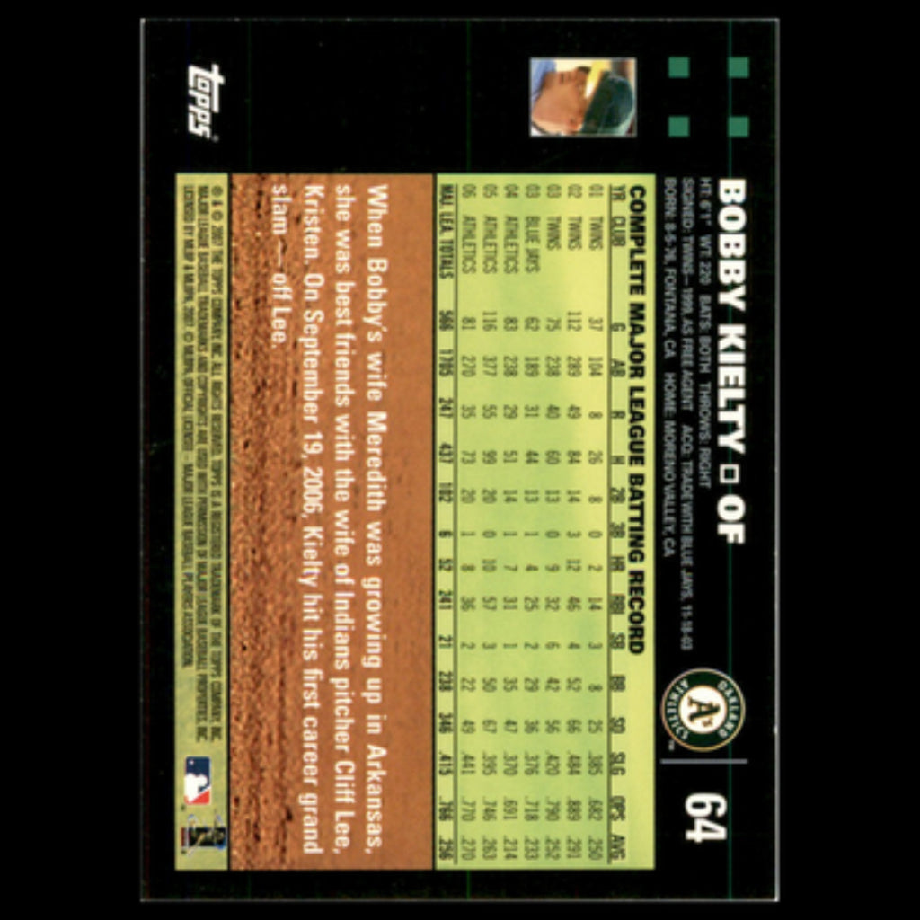 Bobby Kielty #64 2007 Topps Oakland Athletics Baseball Card MLB NM