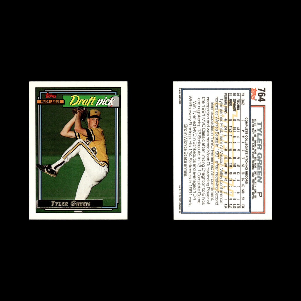 Tyler Green Rookie #764 1992 Topps Gold Philadelphia Phillies Baseball Card MLB
