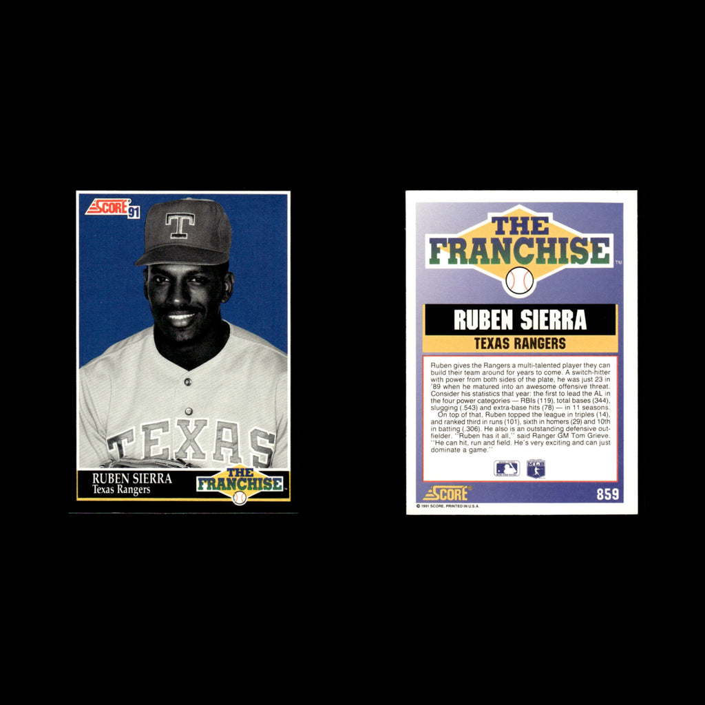 Ruben Sierra #859 1991 Score Texas Rangers Baseball Card MLB NM