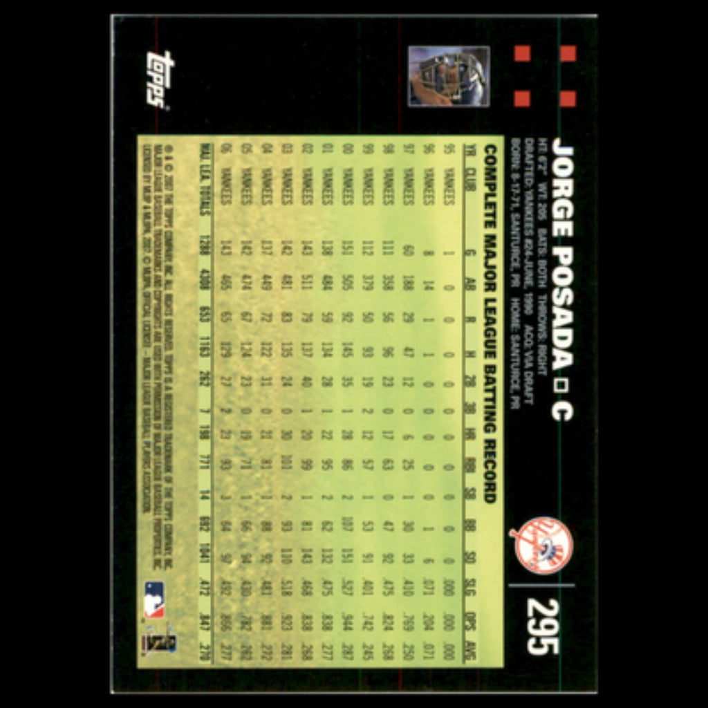 Jorge Posada #295 2007 Topps New York Yankees Baseball Card MLB NM
