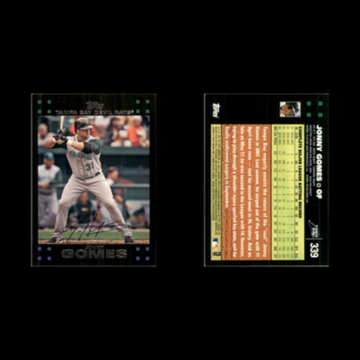 Jonny Gomes #339 2007 Topps Tampa Bay Devil Rays Baseball Card MLB NM