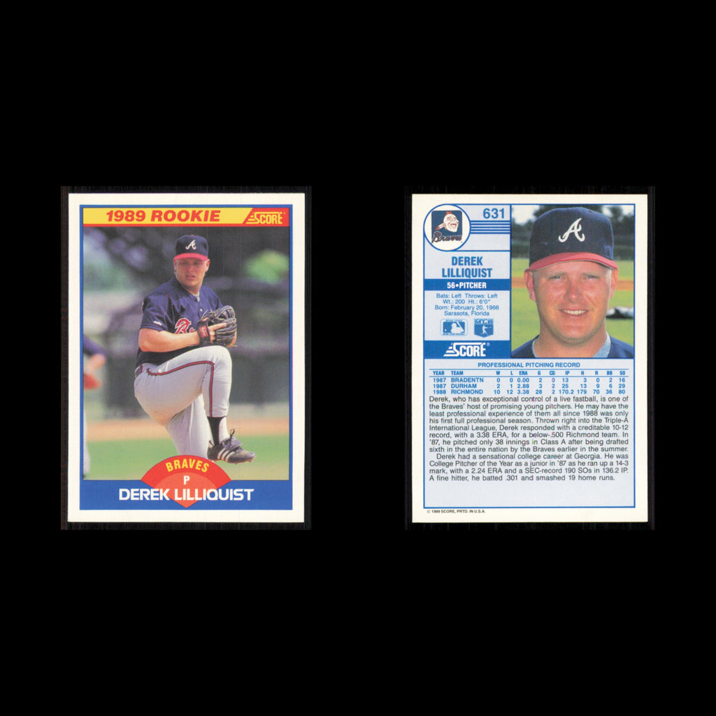 Derek Lilliquist Rookie #631 1989 Score Atlanta Braves Baseball Card MLB NM