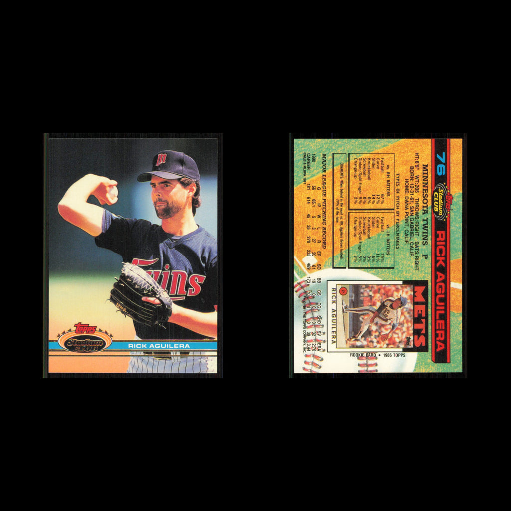 Rick Aguilera #76 1991 Topps Stadium Club Minnesota Twins Baseball Card MLB NM