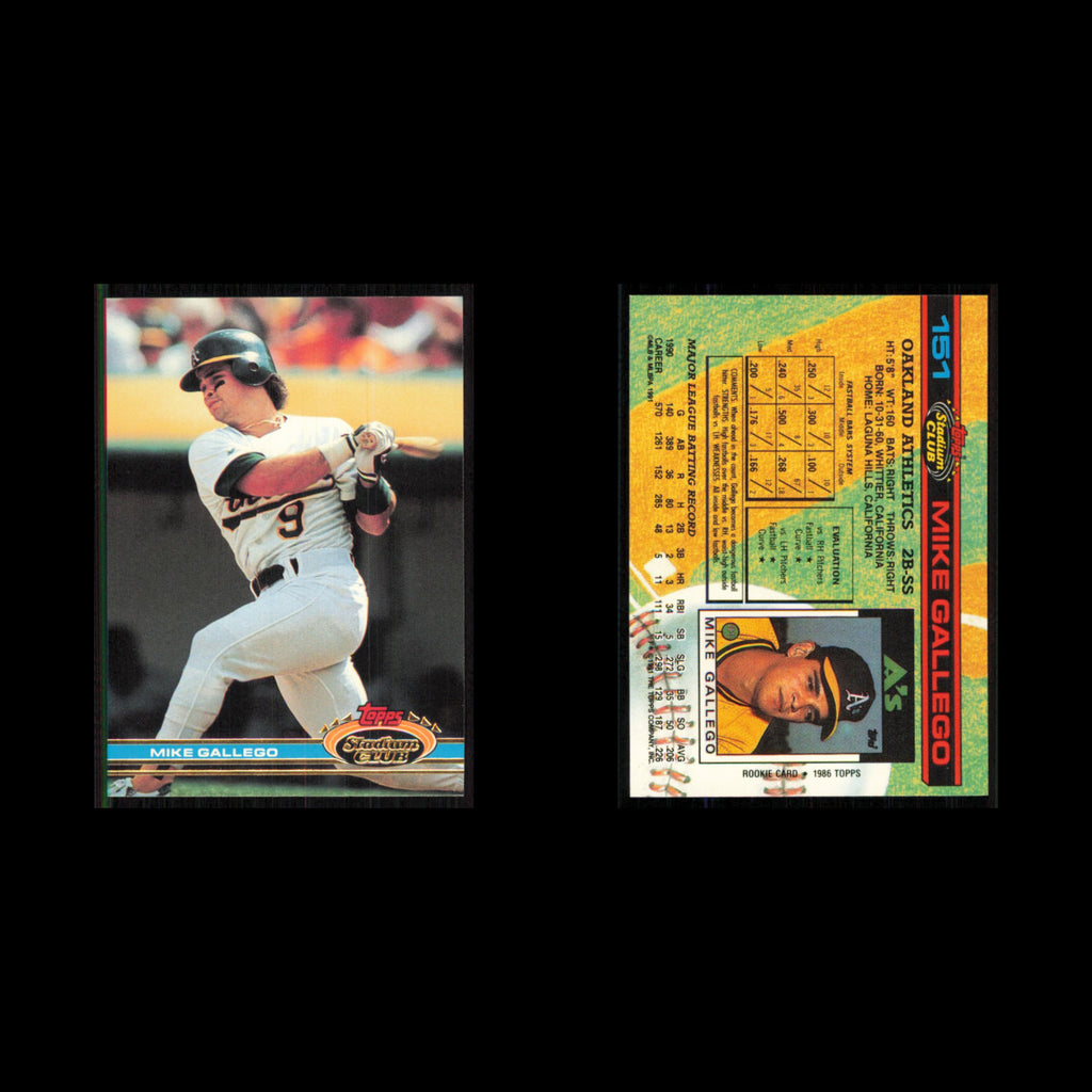 Mike Gallego #151 1991 Topps Stadium Club Oakland Athletics Baseball Card MLB NM