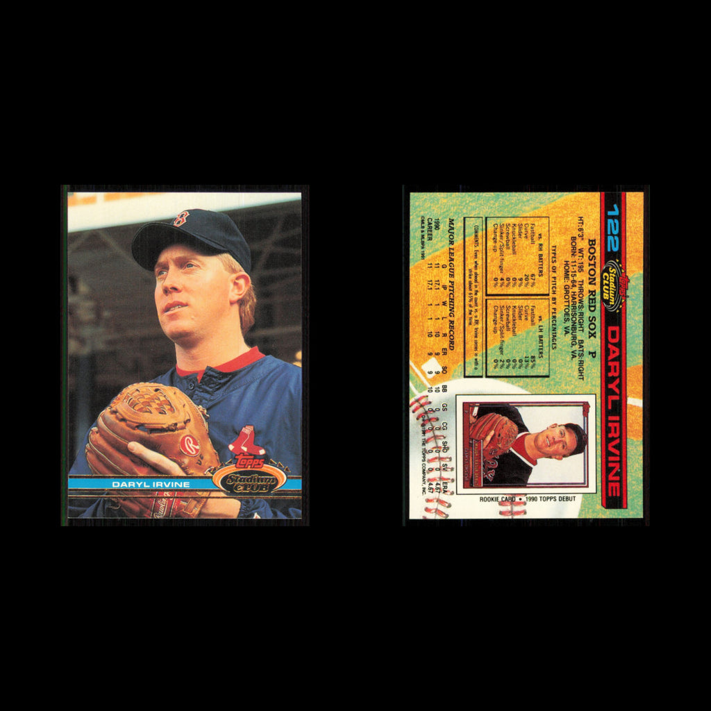Daryl Irvine Rookie #122 1991 Topps Stadium Club Boston Red Sox Baseball Card NM