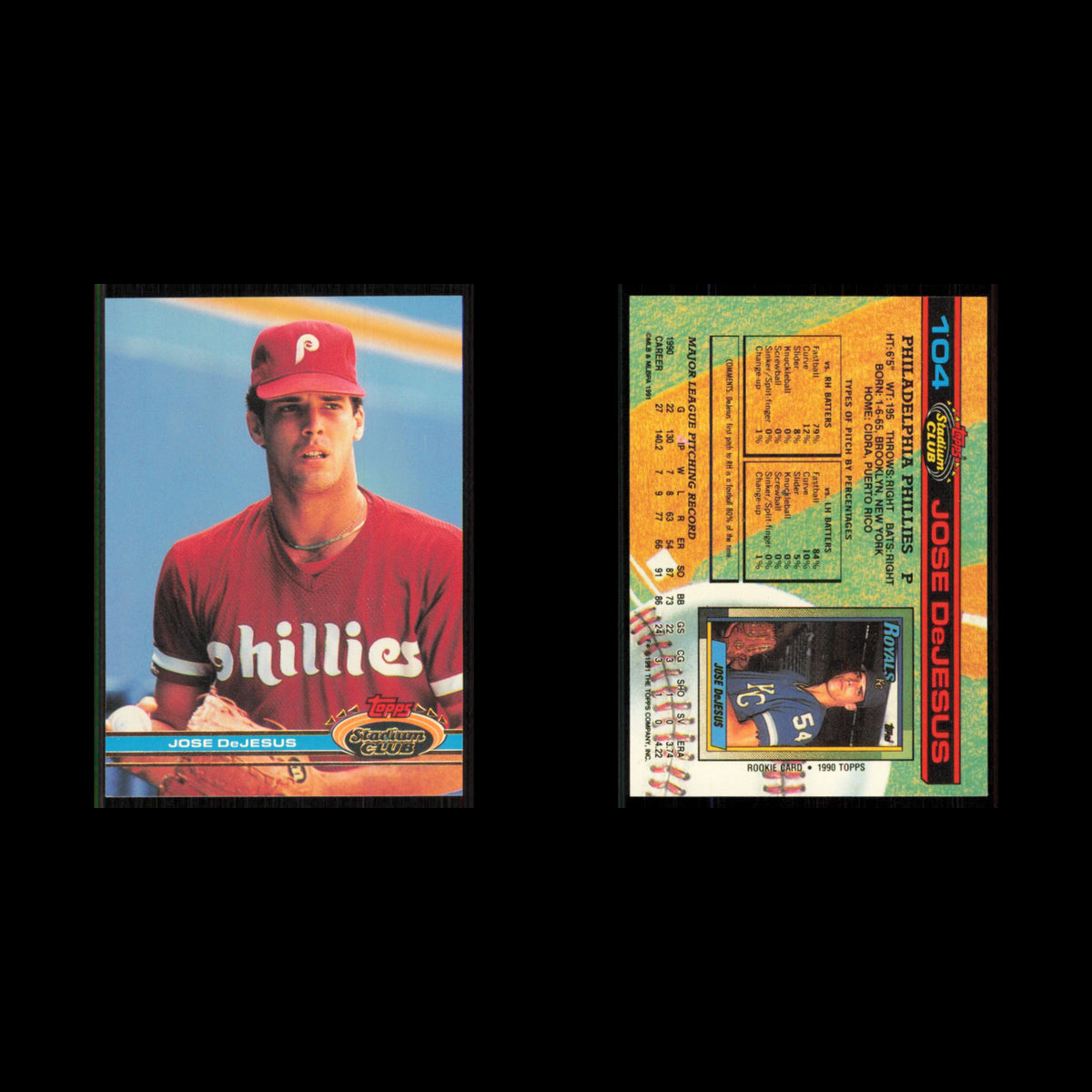 Jose DeJesus #104 1991 Topps Stadium Club Philadelphia Phillies Baseball Card NM