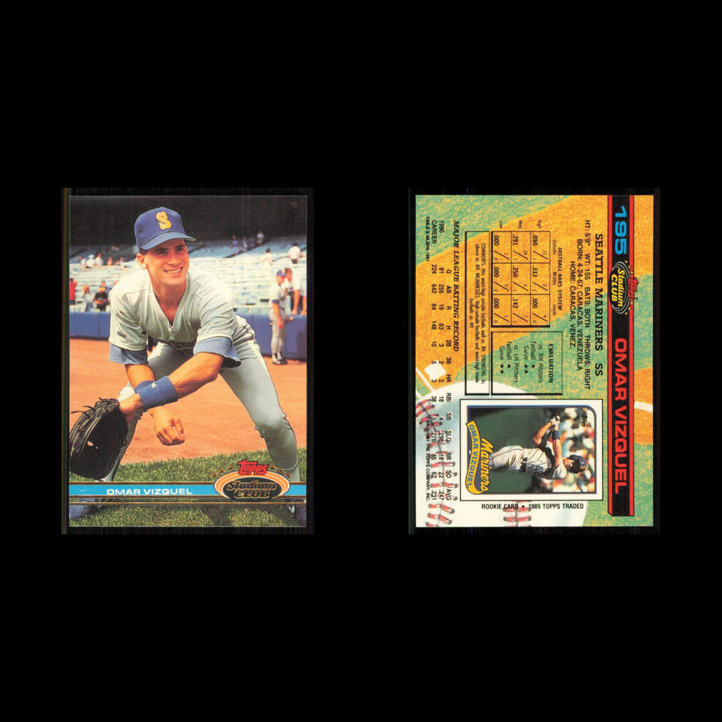 Omar Vizquel #195 1991 Topps Stadium Club Seattle Mariners Baseball Card MLB NM