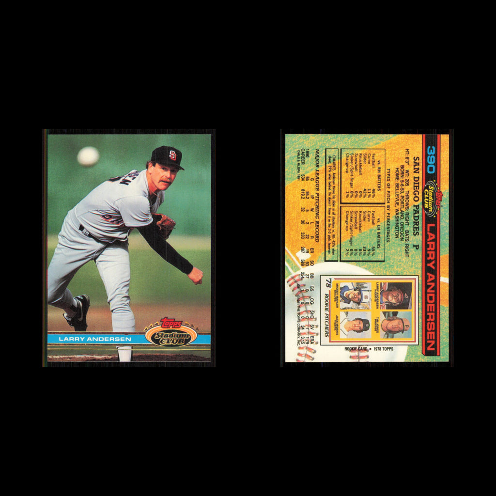 Larry Andersen #390 1991 Topps Stadium Club San Diego Padres Baseball Card MLB