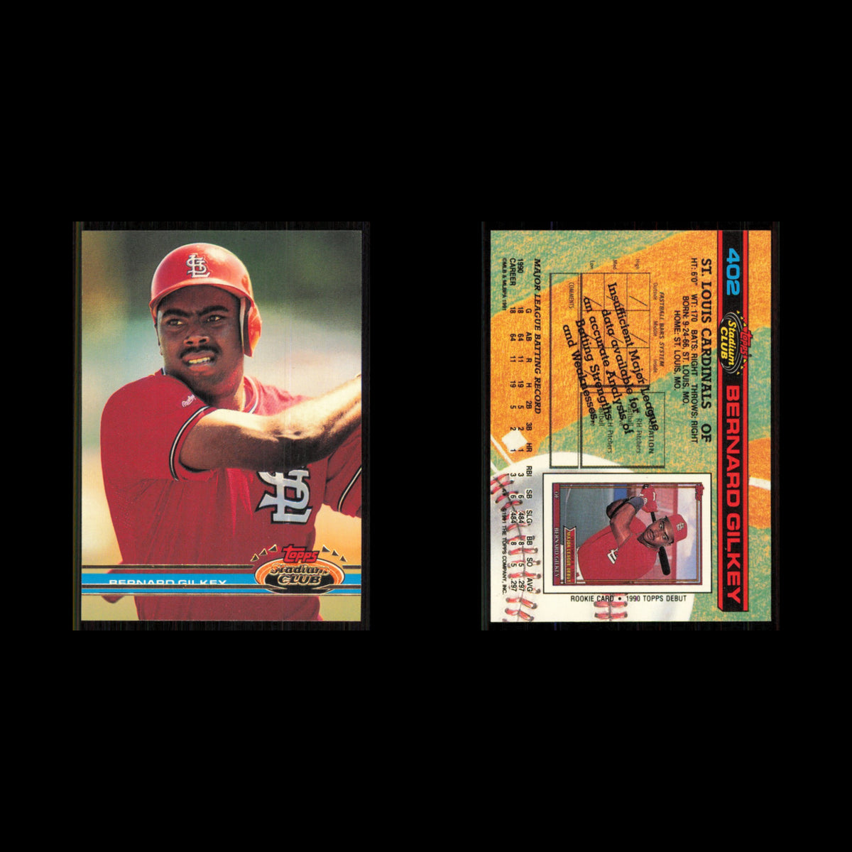 Bernard Gilkey #402 1991 Topps Stadium Club St. Louis Cardinals Baseball Card NM
