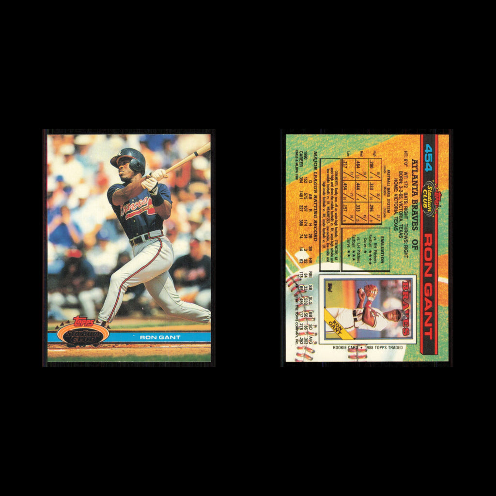 Ron Gant #454 1991 Topps Stadium Club Atlanta Braves Baseball Card MLB NM