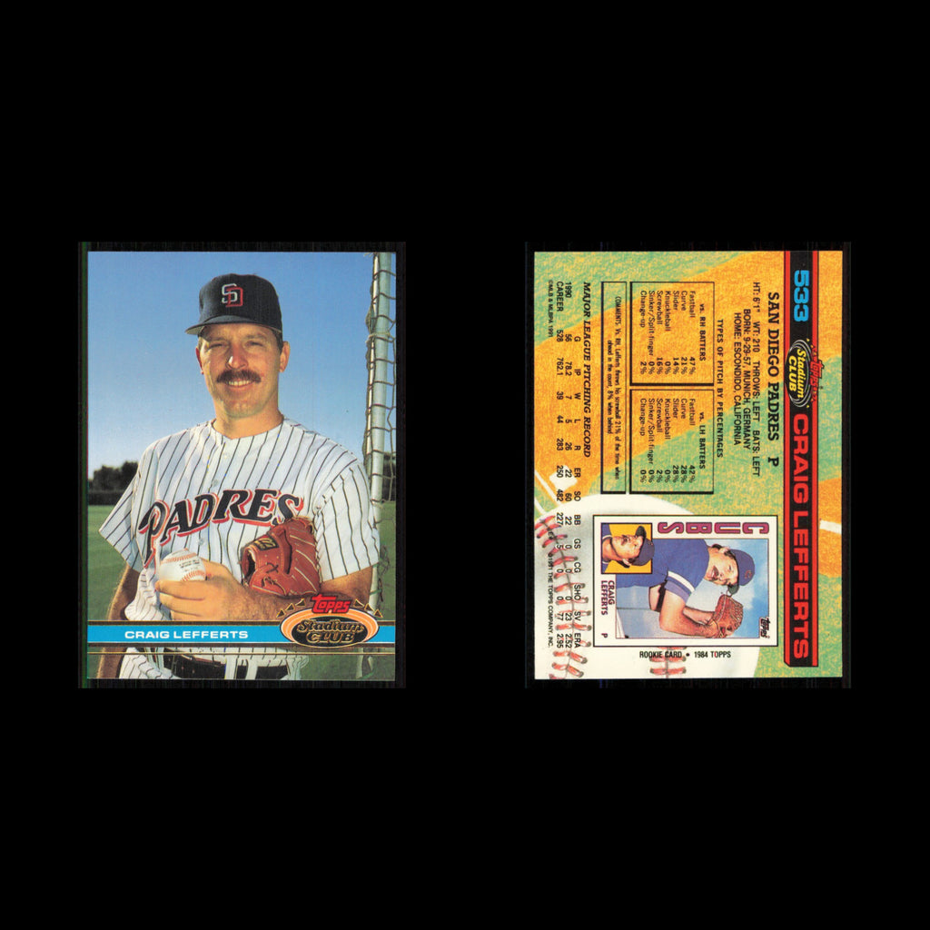 Craig Lefferts #533 1991 Topps Stadium Club San Diego Padres Baseball Card MLB