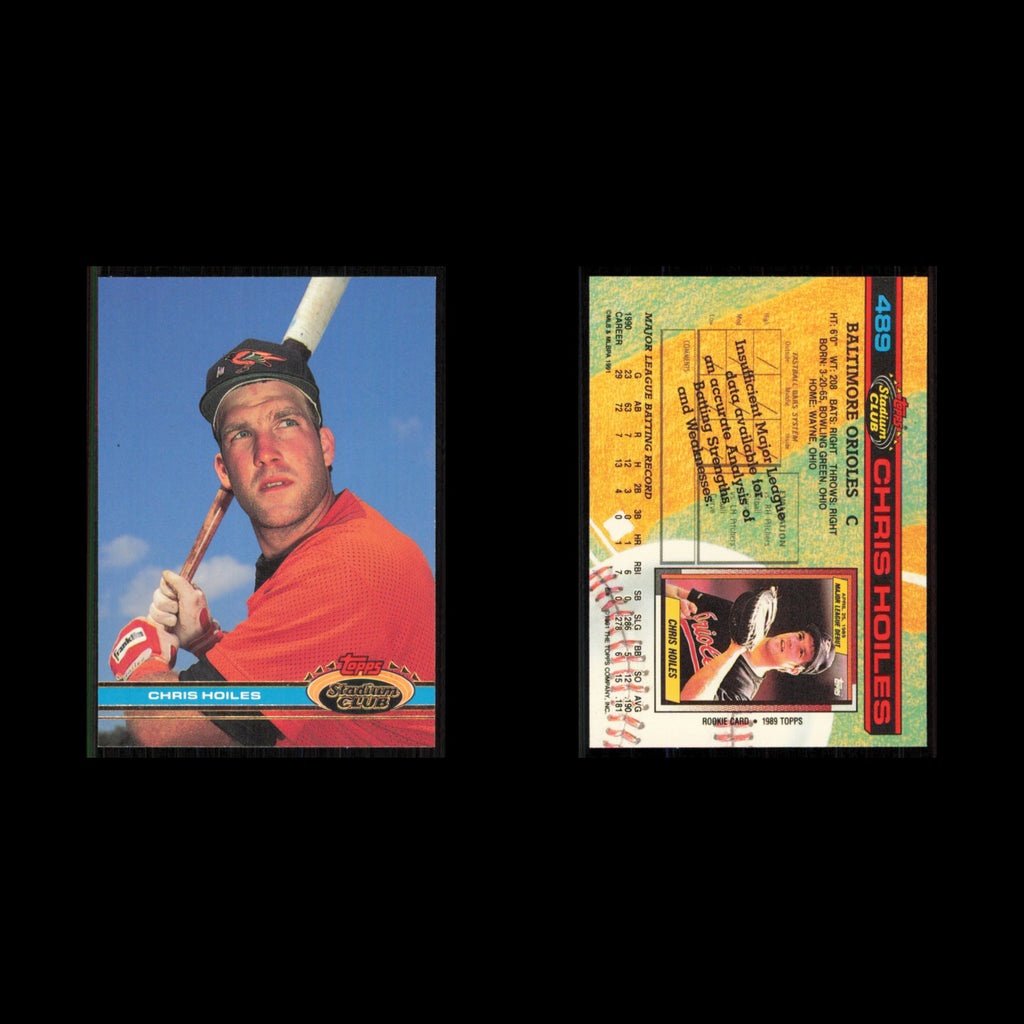 Chris Hoiles #489 1991 Topps Stadium Club Baltimore Orioles Baseball Card MLB NM