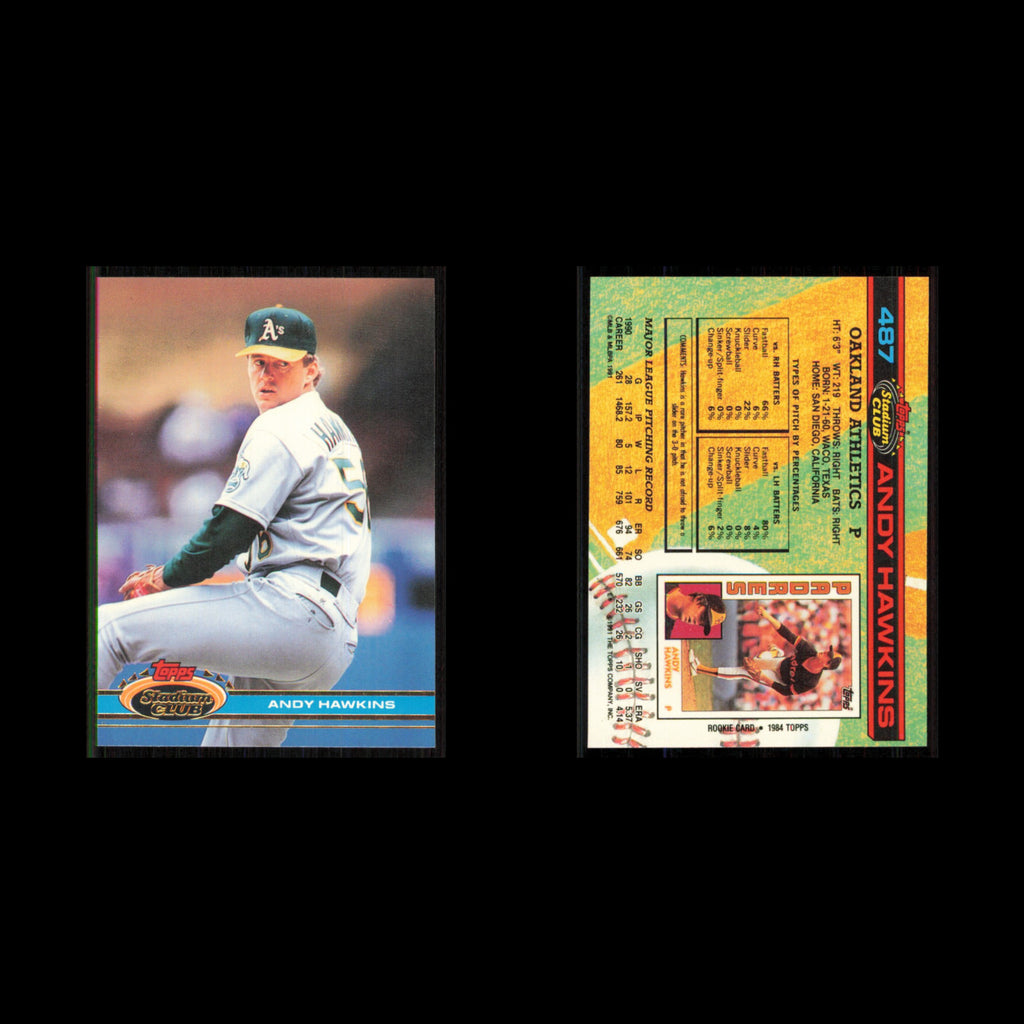 Andy Hawkins #487 1991 Topps Stadium Club Oakland Athletics Baseball Card MLB NM