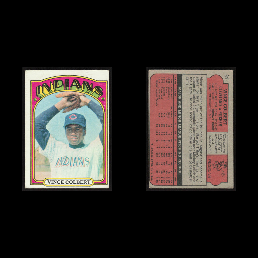 Vince Colbert #84 1972 Topps Cleveland Indians Baseball Card MLB EX