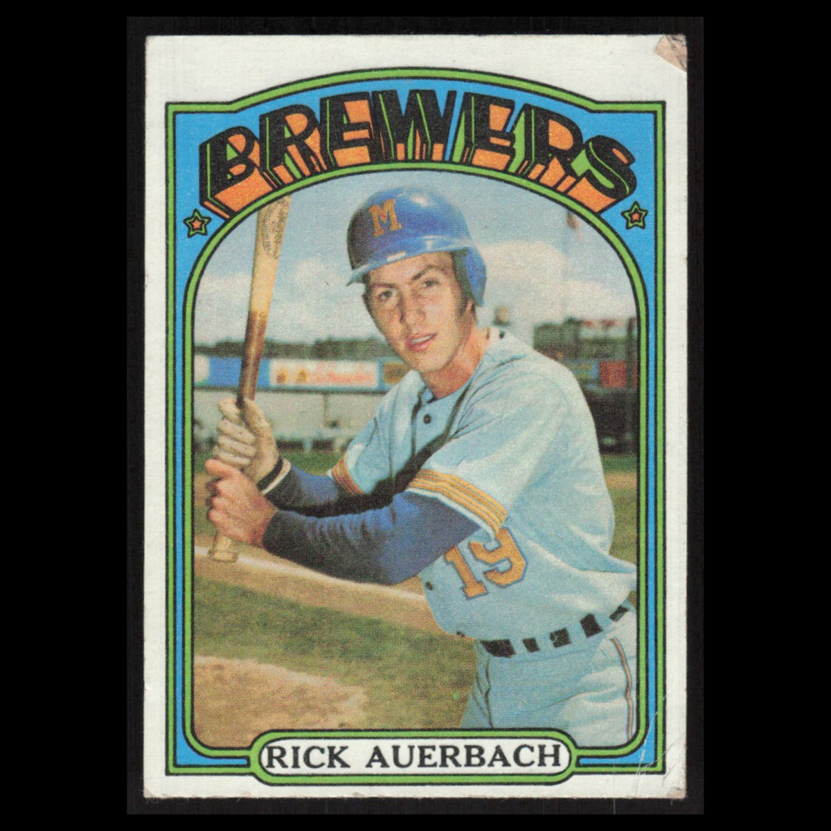 Rick Auerbach Rookie #153 1972 Topps Milwaukee Brewers Baseball Card MLB EX