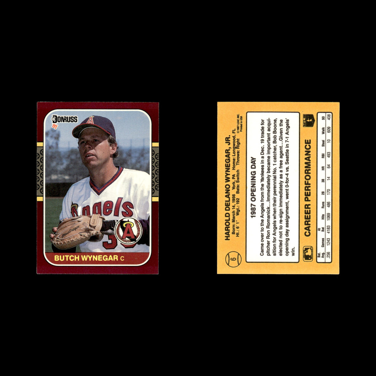 Butch Wynegar #6 1987 Donruss Opening Day California Angels Baseball Card MLB NM