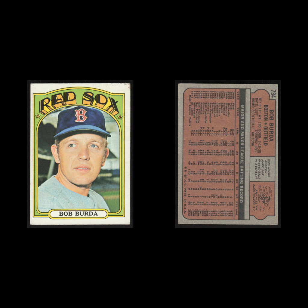 Bob Burda #734 1972 Topps Boston Red Sox Baseball Card MLB EX