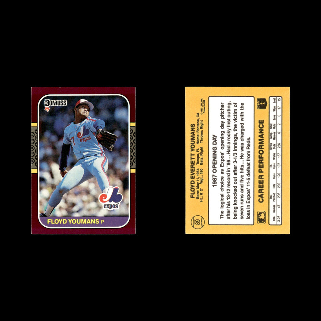 Floyd Youmans #89 1987 Donruss Opening Day Montreal Expos Baseball Card MLB NM