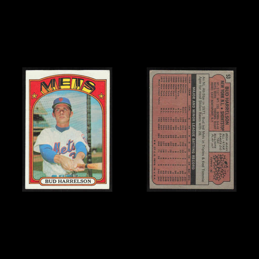Bud Harrelson #53 1972 Topps New York Mets Baseball Card MLB EX
