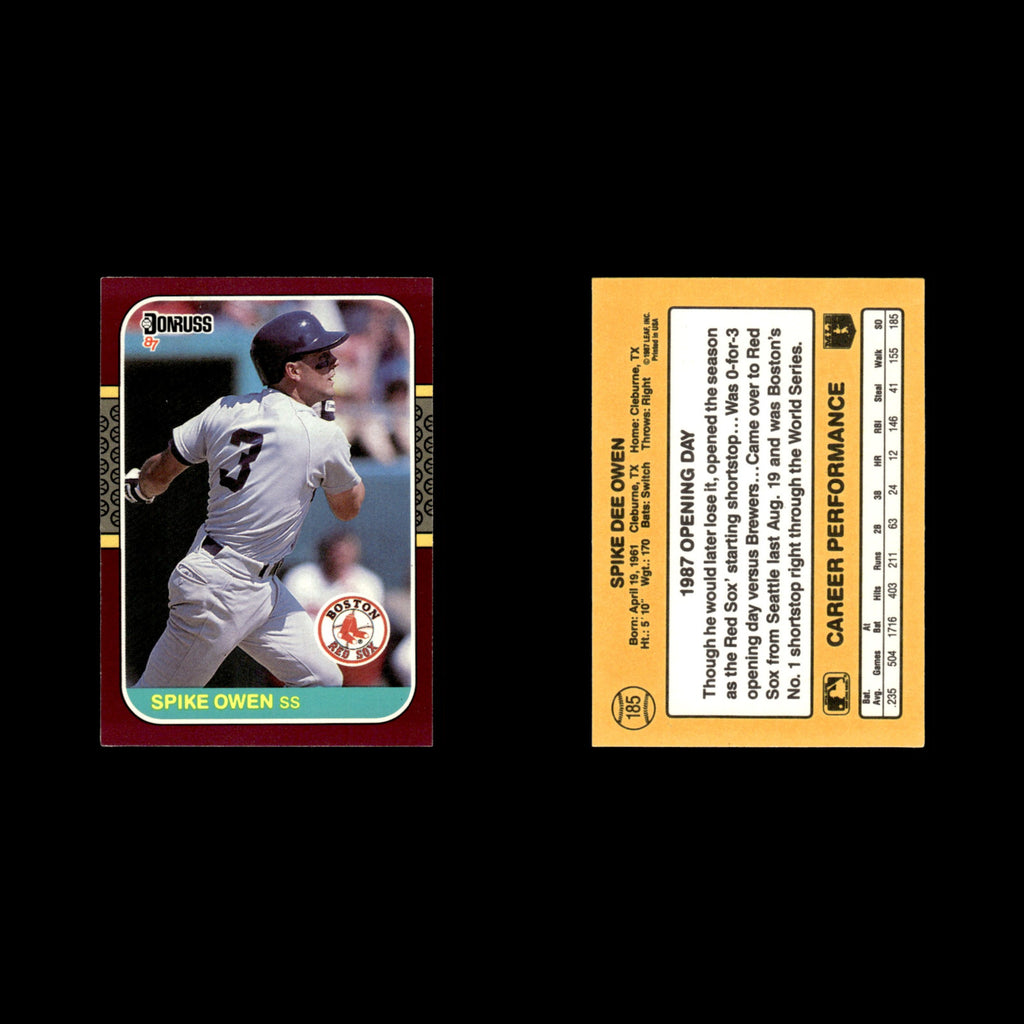 Spike Owen #185 1987 Donruss Opening Day Boston Red Sox Baseball Card MLB NM