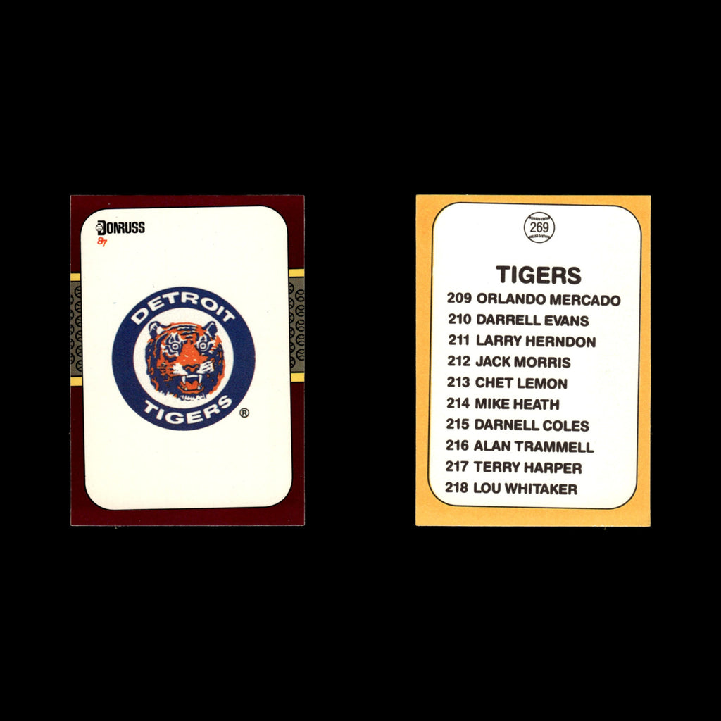 Tigers Logo #269 1987 Donruss Opening Day Detroit Tigers Baseball Card MLB NM